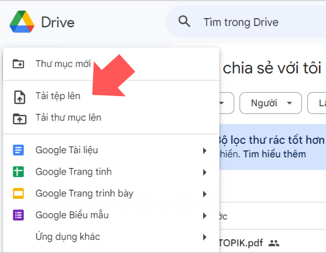 Cách tải file lên google drive trên máy tính bước 3